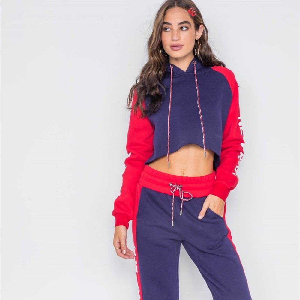 Red Purple Colorblock Graphic Print